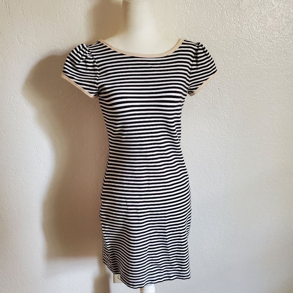 Juicy Couture Black and White Striped Dress Large